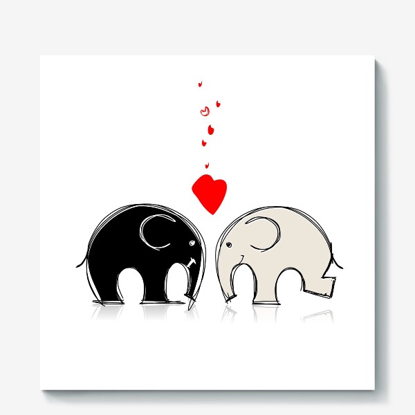 Холст &laquo;Elephants in love&raquo;