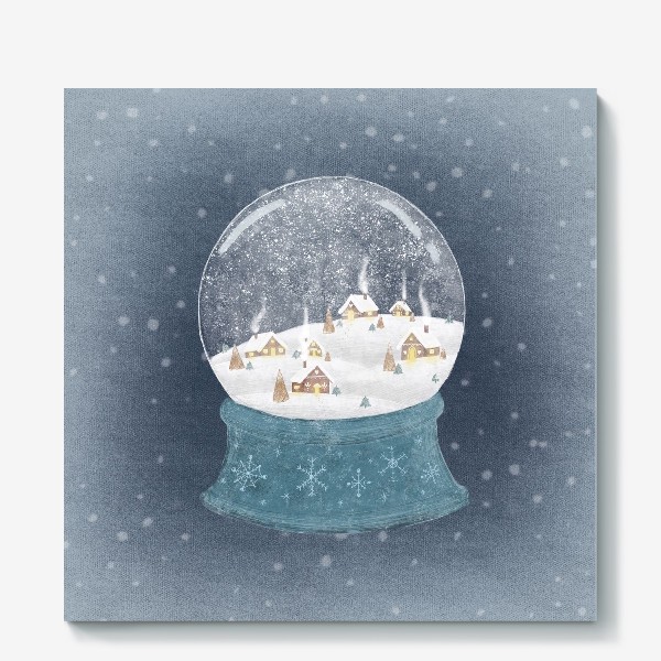 Холст «Снежный шар с пряничными домиками»