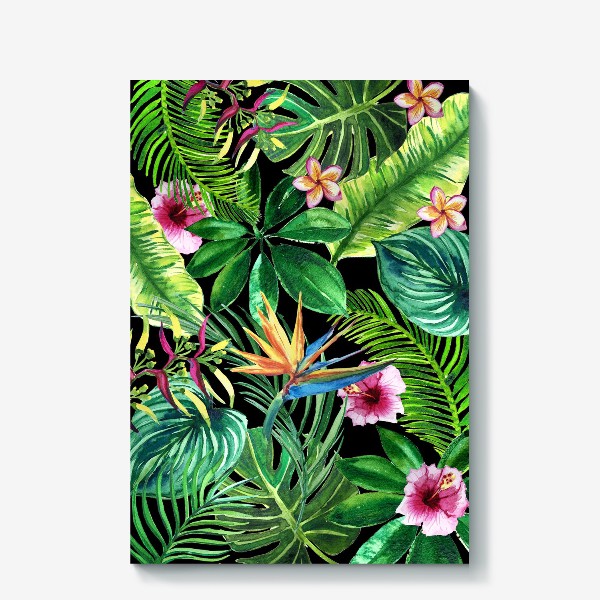 Холст «экзотические листья и цветы»