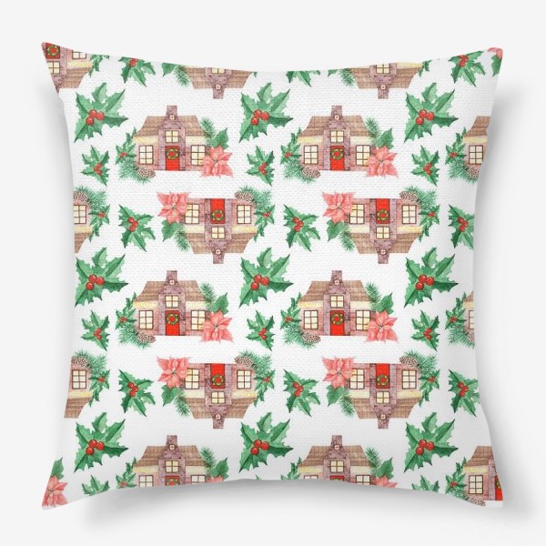 Подушка «Рождественские домики»