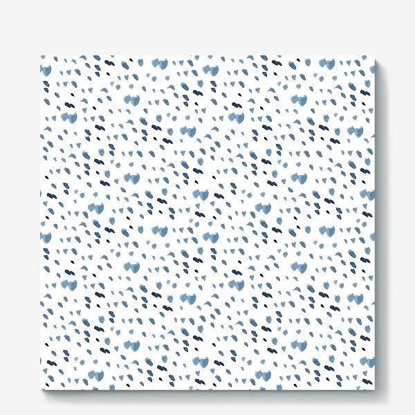 Холст «Акварельный абстрактный бело-синий узор "Пятнышки"»