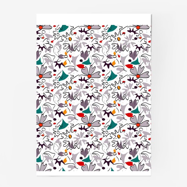 Постер «Абстрактный геометрический разноцветный узор с пастельными лепестками, цветами и формами»