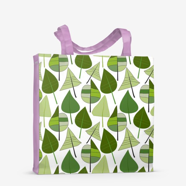 Сумка-шоппер &laquo;Зеленый светлый фон с абстрактными разноцветными листьями&raquo;