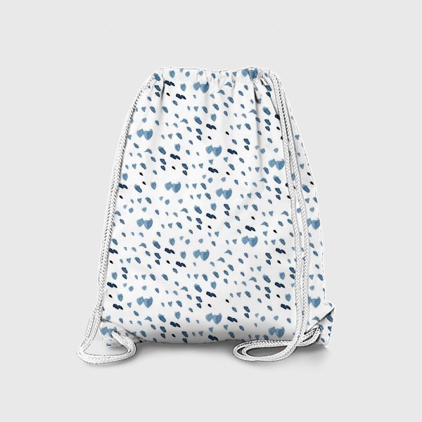 Рюкзак «Акварельный абстрактный бело-синий узор "Пятнышки"»