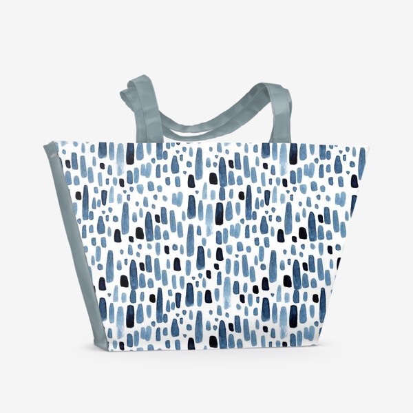 Пляжная сумка &laquo;Акварельный бело-синий узор "Дождь"&raquo;