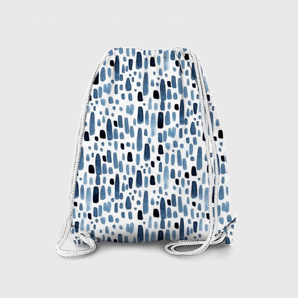 Рюкзак «Акварельный бело-синий узор "Дождь"»