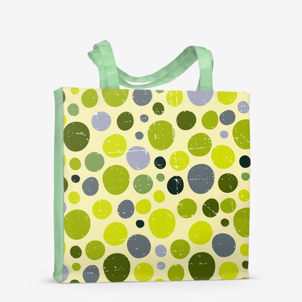 Сумка-шоппер &laquo;Круги, зеленый горох с текстурой, абстракция, иллюстрация&raquo;
