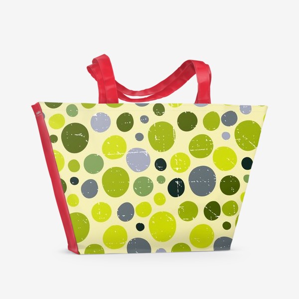 Пляжная сумка &laquo;Круги, зеленый горох с текстурой, абстракция, иллюстрация&raquo;