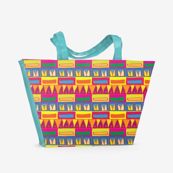 Пляжная сумка &laquo;Паттерн с яркими геометрическим узором в африканском стиле&raquo;