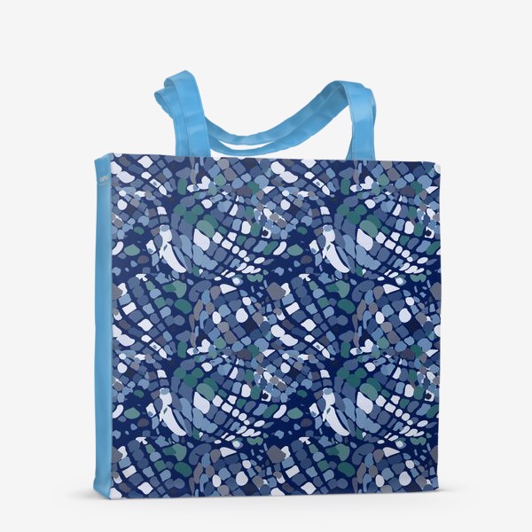 Сумка-шоппер «Абстрактный разноцветный узор в голубой и синей гамме с обтекаемыми мягкими формами.»