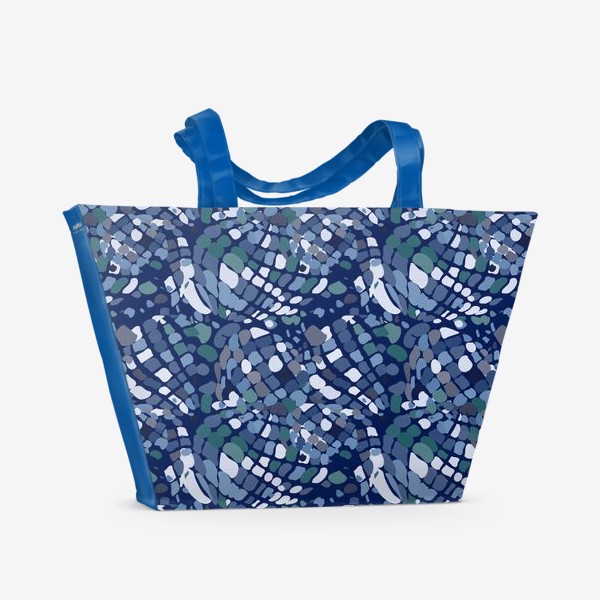 Пляжная сумка &laquo;Абстрактный разноцветный узор в голубой и синей гамме с обтекаемыми мягкими формами.&raquo;
