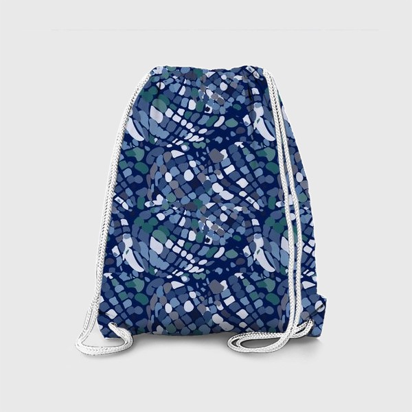 Рюкзак «Абстрактный разноцветный узор в голубой и синей гамме с обтекаемыми мягкими формами.»