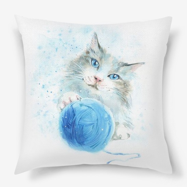 Подушка «Кот с синим клубком»