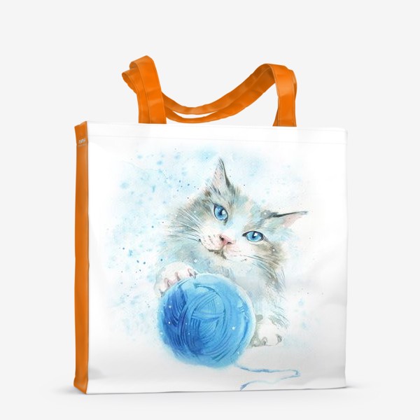 Сумка-шоппер «Кот с синим клубком»