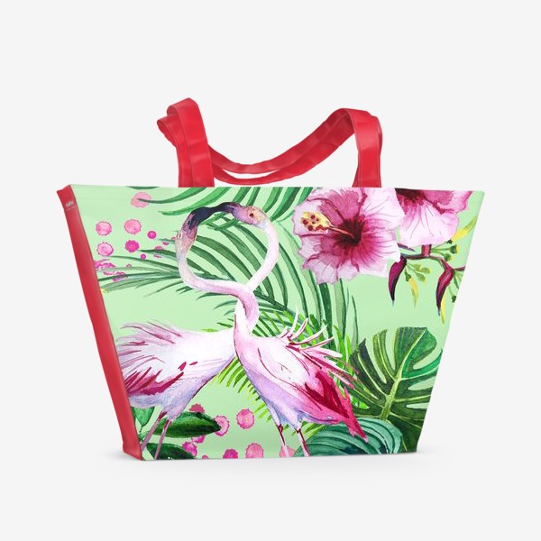 Пляжная сумка «Узор  фламинго»