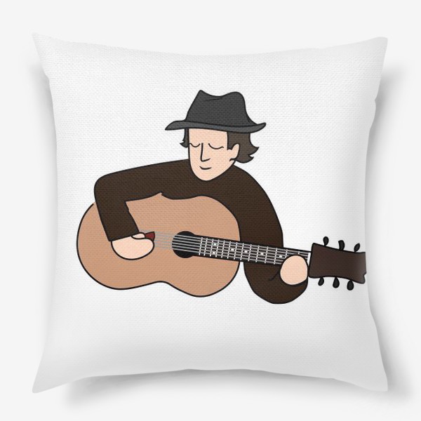 Подушка «Блюзовый музыкант с гитарой и в шляпе»