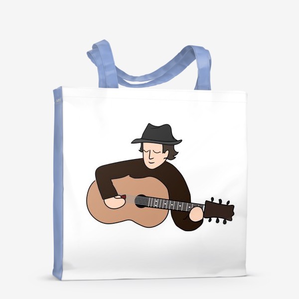 Сумка-шоппер «Блюзовый музыкант с гитарой и в шляпе»
