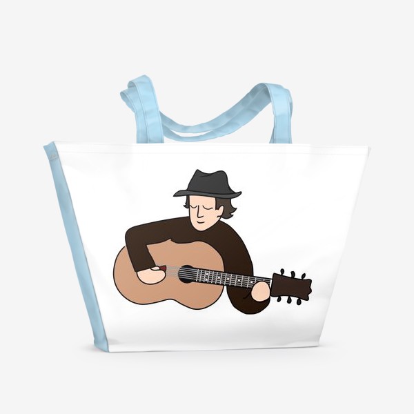 Пляжная сумка &laquo;Блюзовый музыкант с гитарой и в шляпе&raquo;