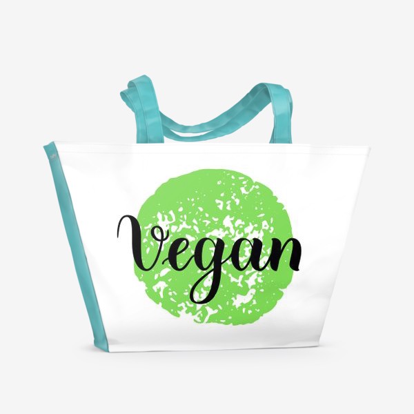 Пляжная сумка «Веган леттеринг на зеленой текстуре»