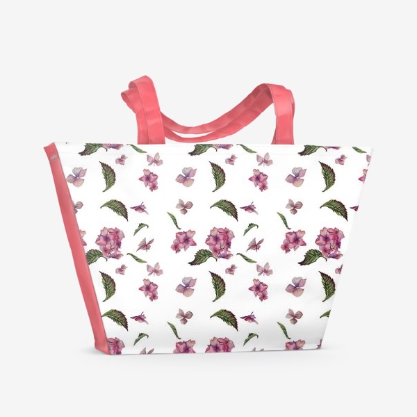 Пляжная сумка «Розовая гортензия. Паттерн. Крупный»