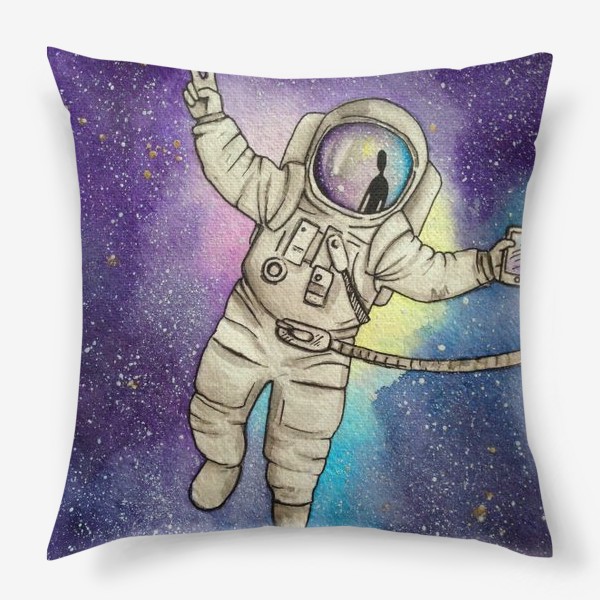 Подушка «Космонавт в открытом космосе и инопланетянин»