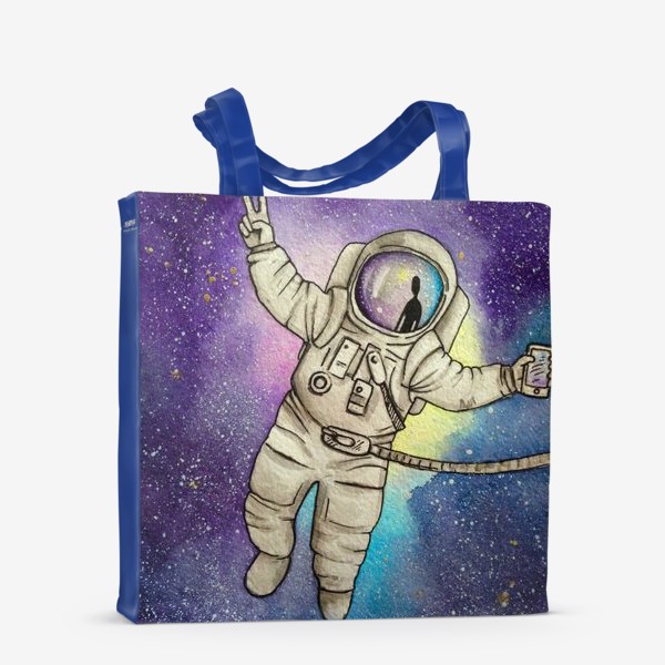 Сумка-шоппер &laquo;Космонавт в открытом космосе и инопланетянин&raquo;