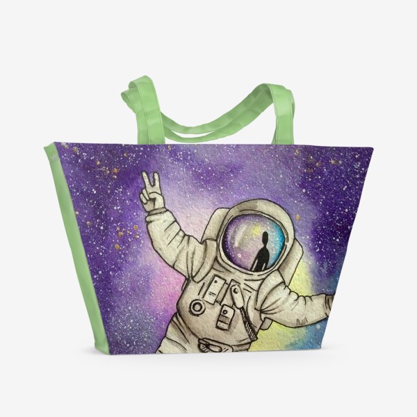 Пляжная сумка «Космонавт в открытом космосе и инопланетянин»