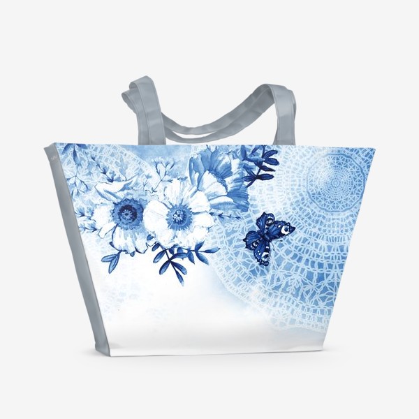 Пляжная сумка &laquo;Зимние кружевные цветы&raquo;