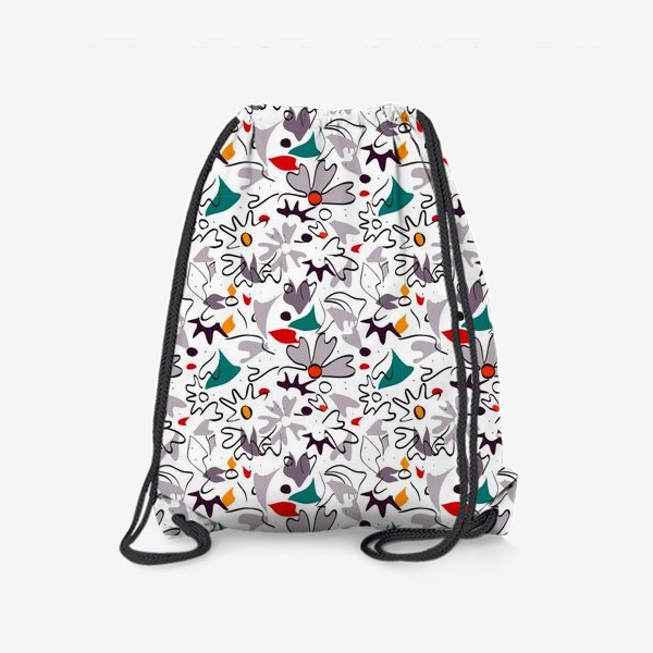 Рюкзак «Абстрактный геометрический разноцветный узор с пастельными лепестками, цветами и формами»