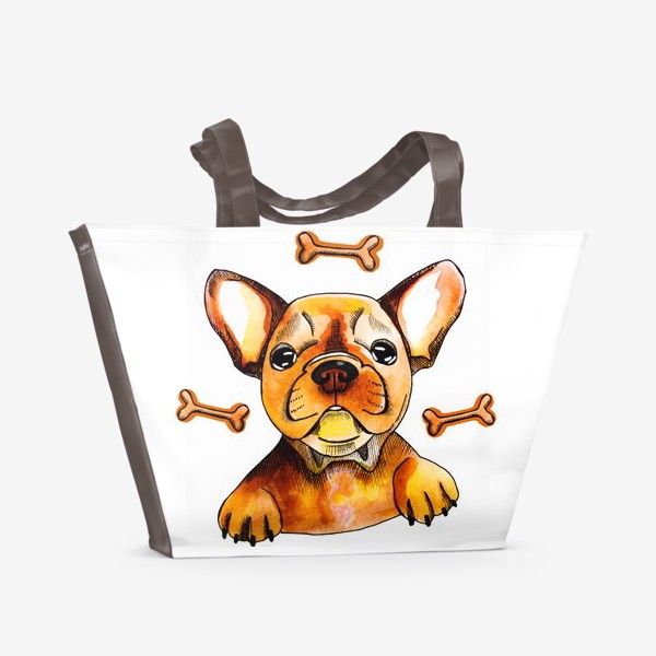 Пляжная сумка «Собака в мечтах (французский бульдог)»
