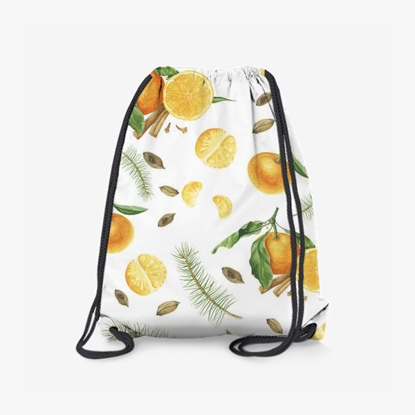 Рюкзак «Яркие мандарины, еловые веточки и специи»