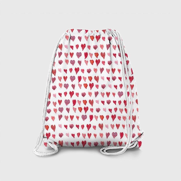 Рюкзак «Паттерн с акварельными сердечками»