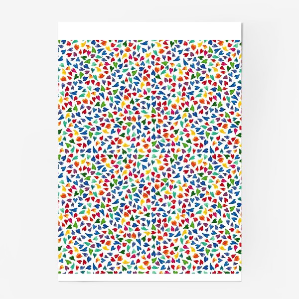 Постер «Паттерн с акварельными цветными сердечками»