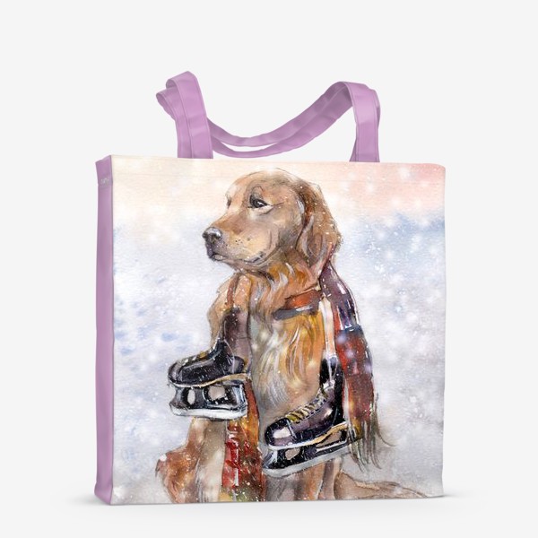 Сумка-шоппер «Собака в шарфе с коньками»