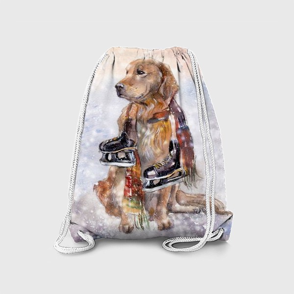 Рюкзак «Собака в шарфе с коньками»