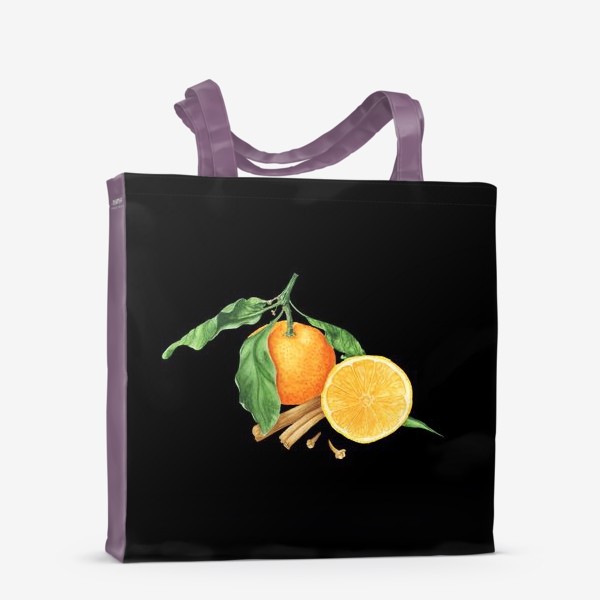 Сумка-шоппер «Яркие мандарины на черном фоне»