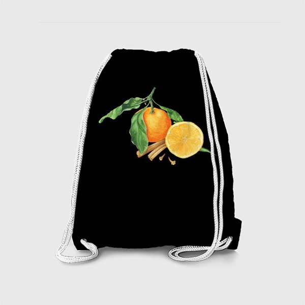 Рюкзак «Яркие мандарины на черном фоне»
