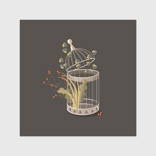 Скатерть «Птичья клетка с растениями»