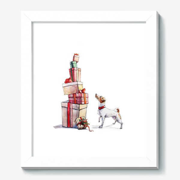 Картина «Любопытный пёс и подарки»