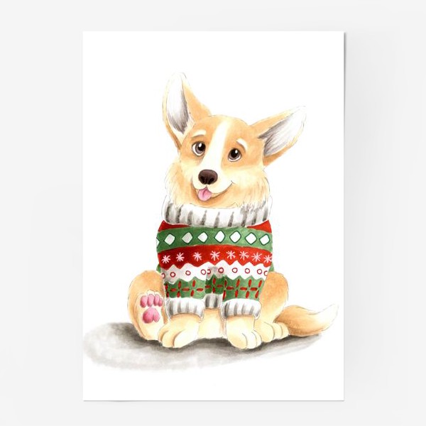 Постер «Собака корги в свитере»