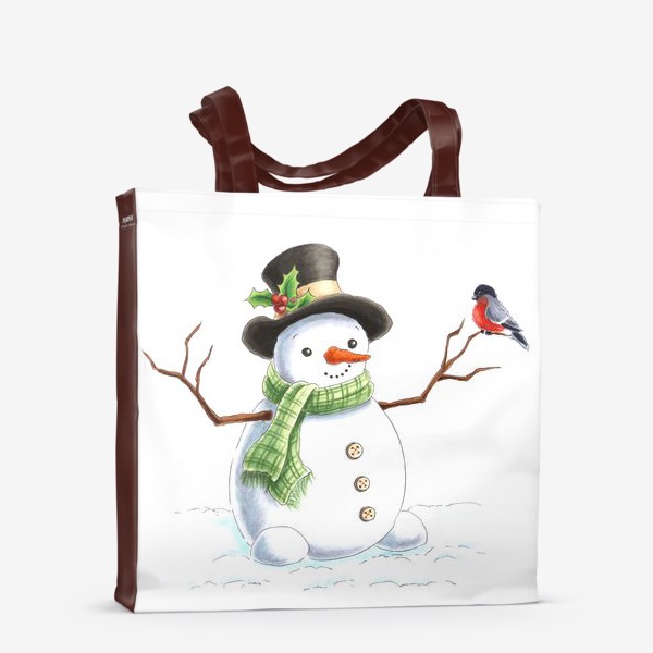 Сумка-шоппер «Снеговик и снегирь»