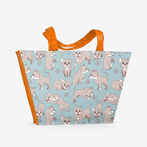 Пляжная сумка «паттерн с милыми, веселыми собаками»