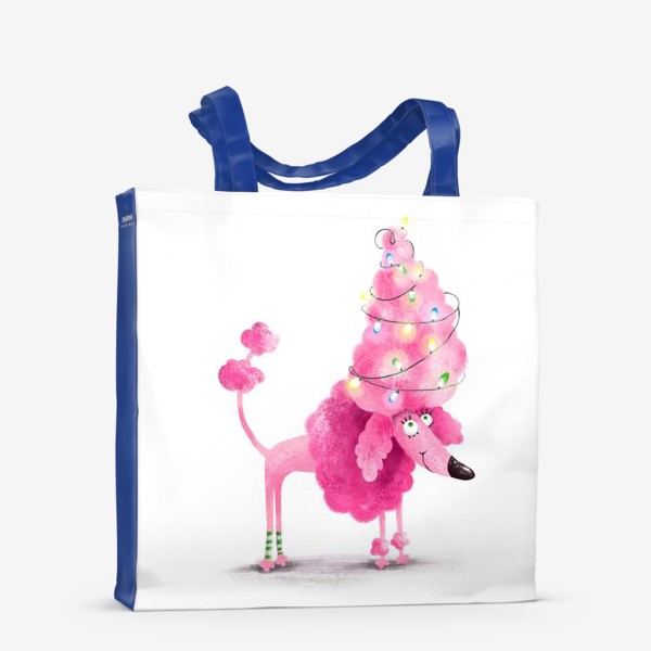 Сумка-шоппер «Новогодний розовый пудель»
