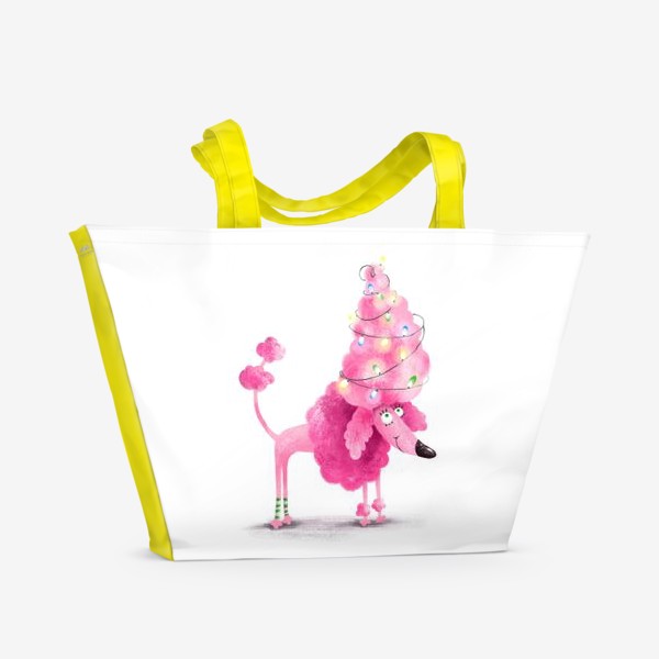 Пляжная сумка &laquo;Новогодний розовый пудель&raquo;