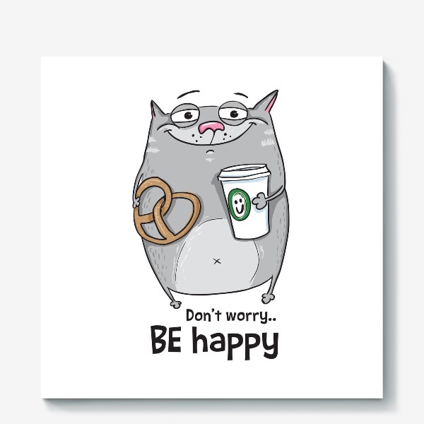 Холст «be happy - cat»