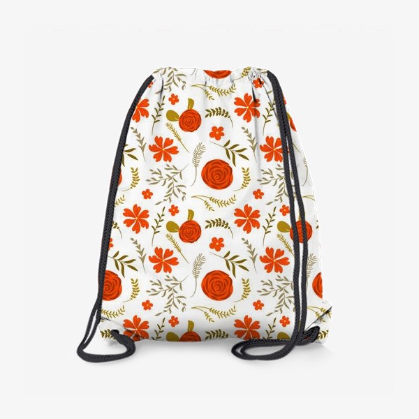 Рюкзак «Цветочный узор. Красные цветы.»