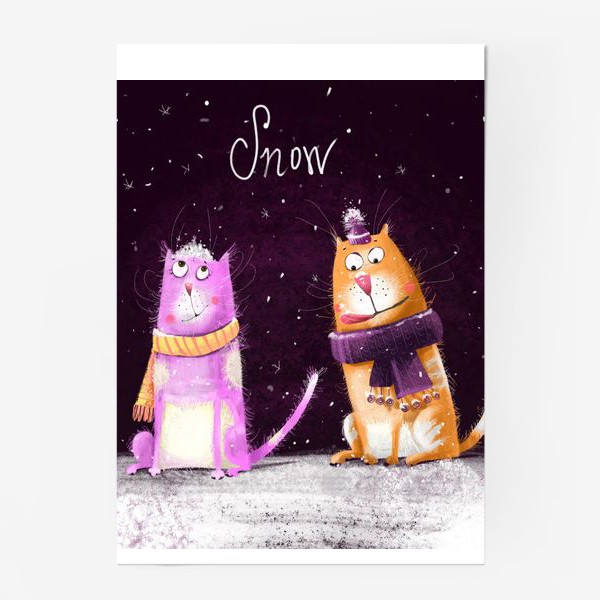 Постер «Котики и первый снег»
