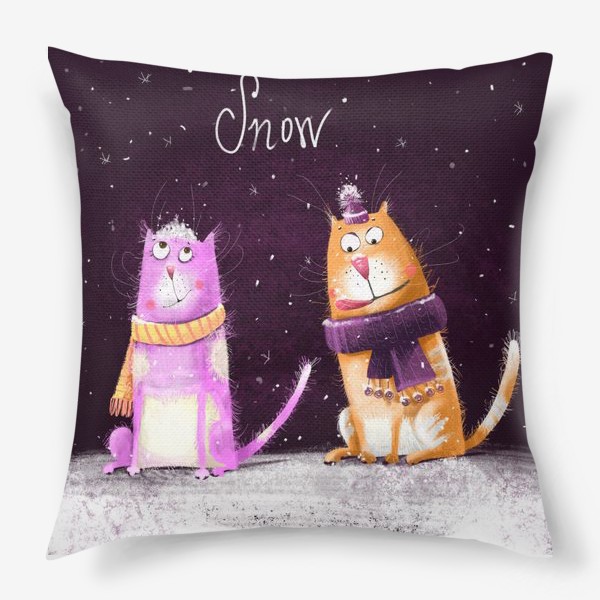 Подушка «Котики и первый снег»