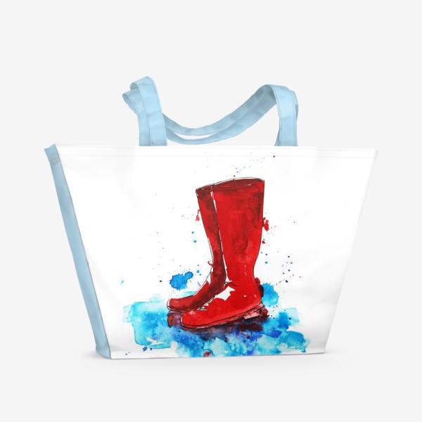 Пляжная сумка «Красные сапоги в луже»