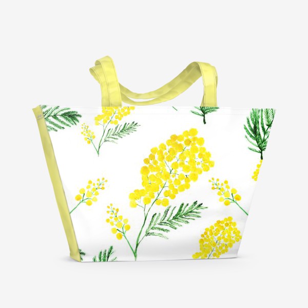 Пляжная сумка «Узор акварельный "Цветы мимозы".»